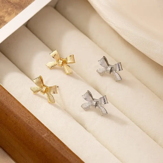 Bow Alloy Earrings in Gold or Silver