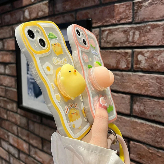 3D chicken peach decompressionphone case