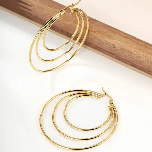 18K Gold Plated Steel Hoop Earrings